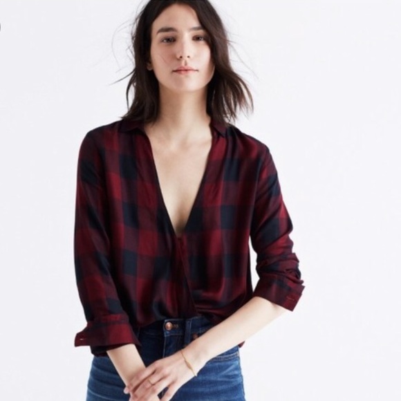 Madewell Tops - Madewell Buffalo Plaid Wrap Front Top
